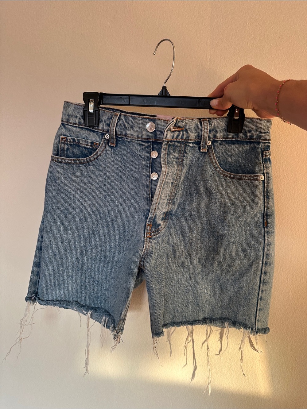 REVICE | Light Blue High-Rise Button-Fly Denim Shorts